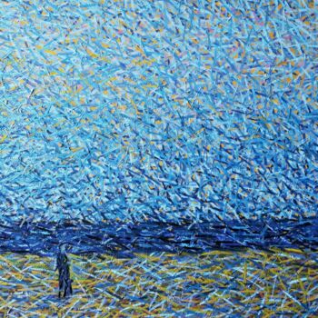 Pittura intitolato "Monk by the sea, ho…" da Atom Hovhanesyan, Opera d'arte originale, Olio Montato su Telaio per barella in…