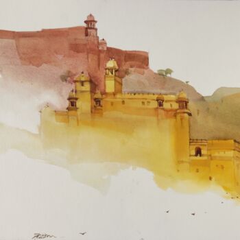Peinture intitulée "Indian summer, Jaip…" par Prashant Prabhu, Œuvre d'art originale, Aquarelle