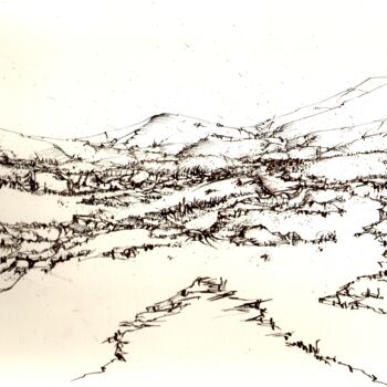 图画 标题为“Paysage, sans titre” 由Dominique Leblanc, 原创艺术品, 墨