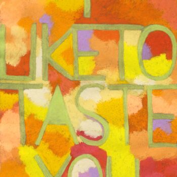Painting titled "I like to taste you…" by Qin Han, Original Artwork, Oil Mounted on Wood Stretcher frame