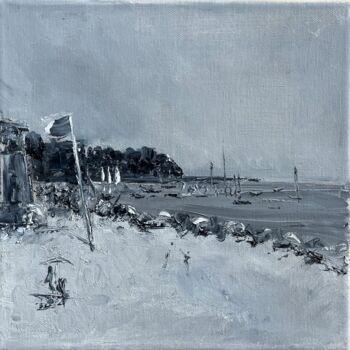 Painting titled "Plage Pereire, Arca…" by S. Hottelet (Arty SHO), Original Artwork, Oil Mounted on Wood Stretcher frame