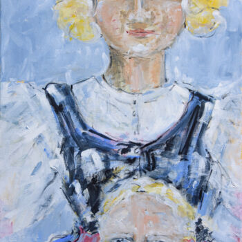 Malerei mit dem Titel "Der Kirchgang" von Regina Thyssen, Original-Kunstwerk, Öl