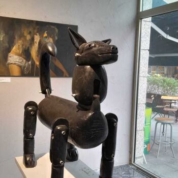 Sculpture titled "My dog" by Catalin Geana, Original Artwork, Wood