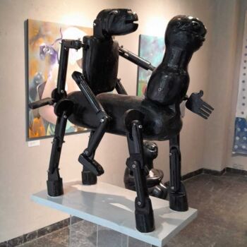 Sculpture titled "Rider" by Catalin Geana, Original Artwork, Wood