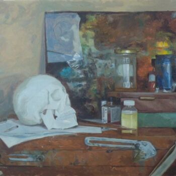 Картина под названием "Still life with sku…" - Radosveta Zhelyazkova, Подлинное произведение искусства, Масло