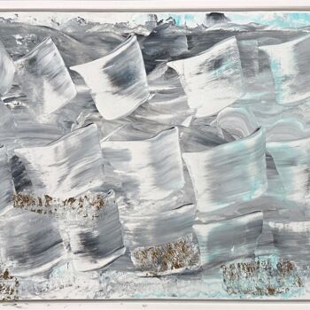 Painting titled "RUBANS NACRÉS" by Pascale Rey-Texier, Original Artwork, Acrylic Mounted on Wood Stretcher frame