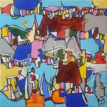 Peinture intitulée "Hasard du présent" par Muriel Cayet, Œuvre d'art originale, Acrylique Monté sur Châssis en bois