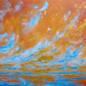 Malerei mit dem Titel "Golden sky" von Sophia Kühn, Original-Kunstwerk, Acryl Auf Keilrahmen aus Holz montiert