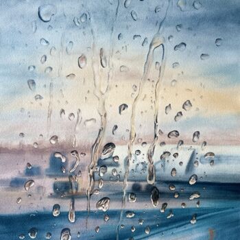 Pintura titulada "The Rain" por Julia Birst, Obra de arte original, Acuarela Montado en Aluminio