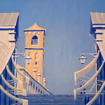 绘画 标题为“Pont du Rialto bleu” 由François Cusson, 原创艺术品, 粉彩 安装在木板上