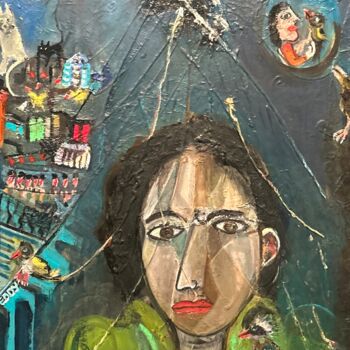 Malerei mit dem Titel "La femme nid- Série…" von Corelia Roché, Original-Kunstwerk, Öl Auf Keilrahmen aus Holz montiert
