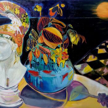 Картина под названием "Aries Goldfish" - Baptiste Laurent, Подлинное произведение искусства, Масло Установлен на Деревянная…
