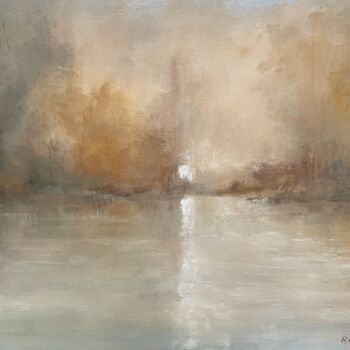 Schilderij getiteld "Quiet Time" door Roger Quesnel, Origineel Kunstwerk, Acryl Gemonteerd op Frame voor houten brancard