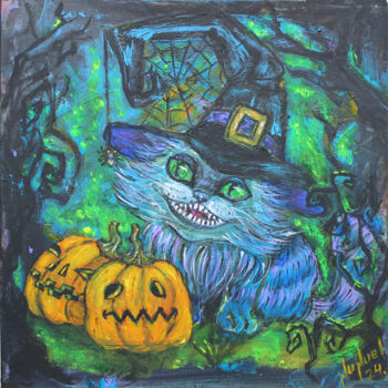 Painting titled "Halloween night 2" by Nunuel, Original Artwork, Acrylic
