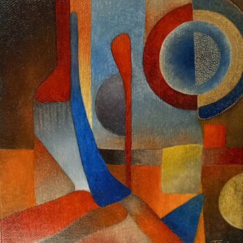 Ζωγραφική με τίτλο "Formes et couleurs…" από Thierry Robin, Αυθεντικά έργα τέχνης, Γκουάς Τοποθετήθηκε στο Ξύλινο φορείο σκε…