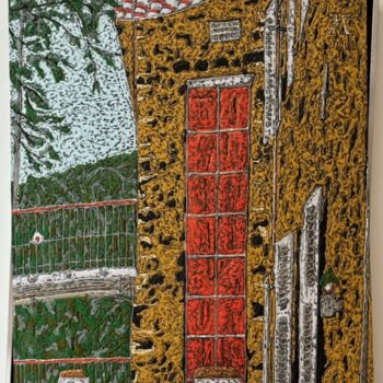 Malerei mit dem Titel "MAS PROVENÇAL / SCU…" von Marjinal Artiste Peintre Décalé Français, Original-Kunstwerk, Acryl Auf Met…