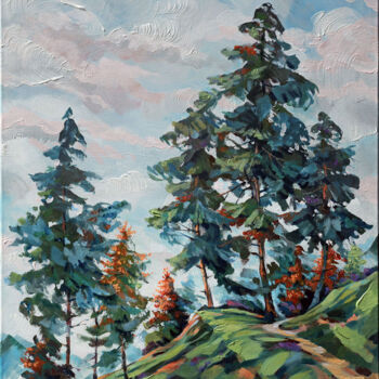 Malerei mit dem Titel "Mountain Path / Ber…" von Lutz Gaede, Original-Kunstwerk, Acryl