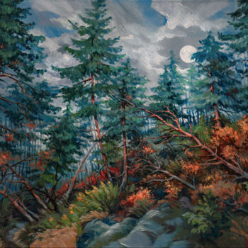 绘画 标题为“October Woodland /…” 由Lutz Gaede, 原创艺术品, 丙烯 安装在木质担架架上