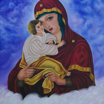Pintura titulada "Motherhood and Divi…" por Anastasia Tversky, Obra de arte original, Oleo Montado en Bastidor de camilla de…