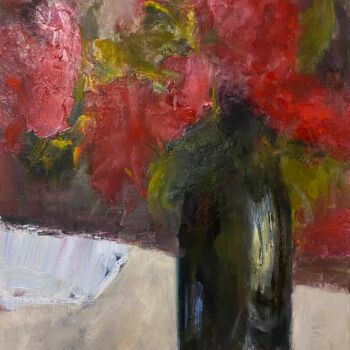 "Vase with roses" başlıklı Tablo Nikita Voloshin tarafından, Orijinal sanat, Petrol Ahşap Sedye çerçevesi üzerine monte edil…