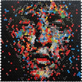 Collages intitulée "Elvis Presley" par Henning Leuschner, Œuvre d'art originale, Collages Monté sur Aluminium