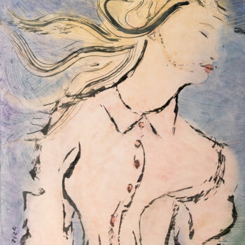 Pintura intitulada "Her magic swirl" por Marcel Garbi, Obras de arte originais, Aquarela