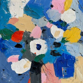 「Tenderness of Blue」というタイトルの絵画 Irina Anisによって, オリジナルのアートワーク, オイル ウッドストレッチャーフレームにマウント