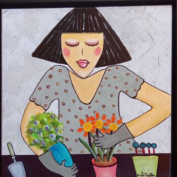 Peinture intitulée "Lolotte et ses plan…" par Nicole Carretier, Œuvre d'art originale, Acrylique