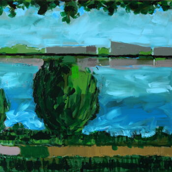 Malerei mit dem Titel "Elbe bei Teufelsbrü…" von Detlef Lemme (Farbenkugel), Original-Kunstwerk, Acryl Auf Keilrahmen aus Ho…