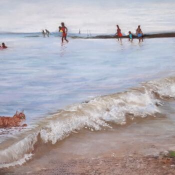 Painting titled "retour de baignade" by Béatrice Mitry, Original Artwork, Pastel