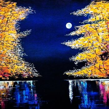Ζωγραφική με τίτλο "Prosperous night" από Moin Uddin, Αυθεντικά έργα τέχνης, Ακρυλικό
