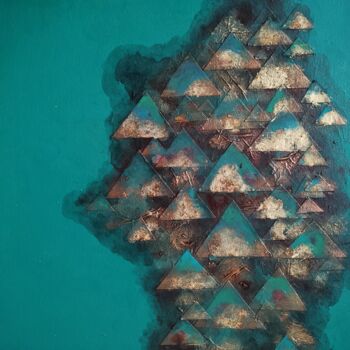 Collages titulada "Emerald triangles i…" por Lynda Rosemarie Stevens, Obra de arte original, Collages