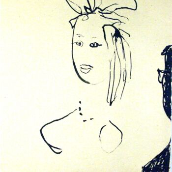 Drawing titled "He is looking at me" by Blago Simeonov, Original Artwork, Ink