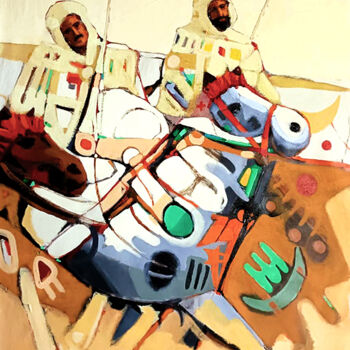 Painting titled "The Knights" by Nacir Imache, Original Artwork, Acrylic Mounted on Wood Stretcher frame