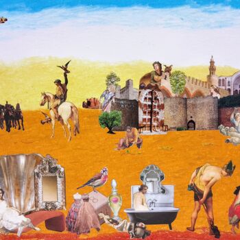 Collages titled "La lecture de nos v…" by Isabelle Flegeau, Original Artwork, Collages