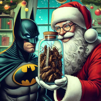 Digitale Kunst getiteld "Batman’s Glare: A S…" door Alberto Capitani, Origineel Kunstwerk, AI gegenereerde afbeelding