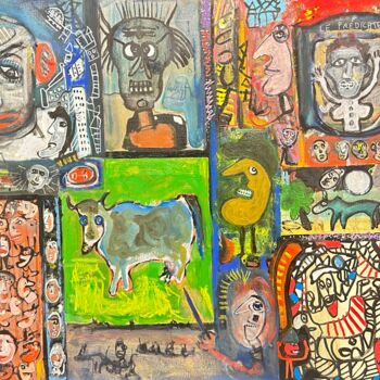 Peinture intitulée "Kiko se déguise - J…" par Corelia Roché, Œuvre d'art originale, Huile Monté sur Châssis en bois