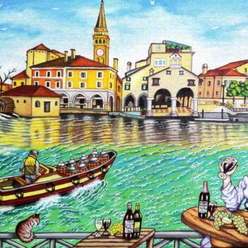 Peinture intitulée "Summerday At Portog…" par Surajit Purkait, Œuvre d'art originale, Acrylique