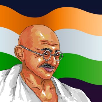 Digital Arts με τίτλο "Mahatma Gandhi" από Shamim Shaikh, Αυθεντικά έργα τέχνης, 2D ψηφιακή εργασία