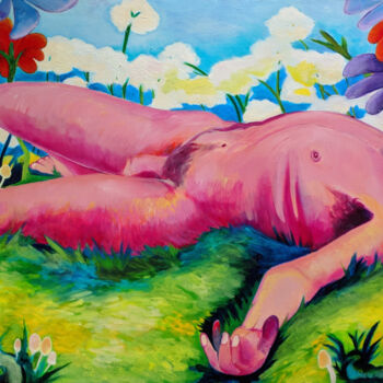 "Nude Dude (Finished)" başlıklı Tablo Oberlin The Artist tarafından, Orijinal sanat, Petrol