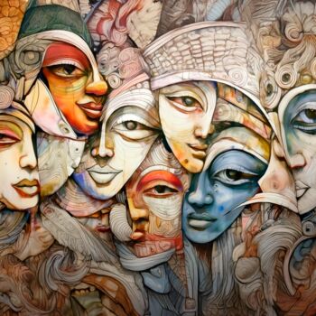 Arts numériques intitulée "Masques" par Julien Louvier Legrand (Ju), Œuvre d'art originale, Image générée par l'IA
