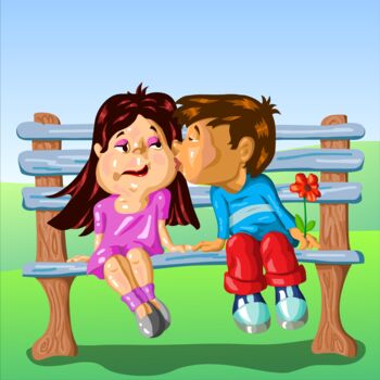 Digitale Kunst getiteld "Boy Kissing Girl" door Shamim Shaikh, Origineel Kunstwerk, 2D Digital Work