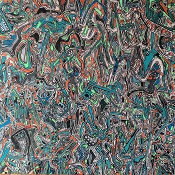 Painting titled "CARNAVAL ANIMALIER" by Jerome Cordier, Original Artwork, Acrylic Mounted on Wood Panel