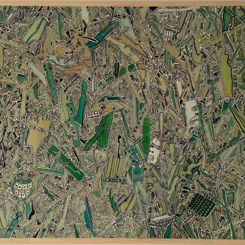 Painting titled "Marécage" by Jerome Cordier, Original Artwork, Acrylic Mounted on Wood Panel
