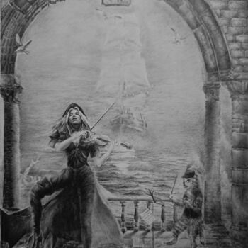 图画 标题为“Evening concert” 由Dmitry Selivanov, 原创艺术品, 铅笔