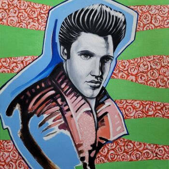 Peinture intitulée "Elvis" par Pascal Buffard, Œuvre d'art originale, Huile Monté sur Châssis en bois