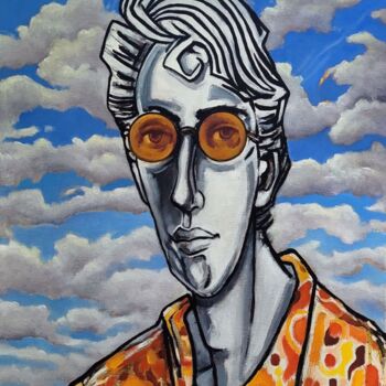 Painting titled "sunshine 2" by Pascal Buffard, Original Artwork, Oil Mounted on Wood Stretcher frame