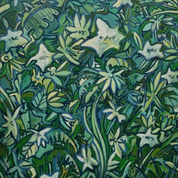 Ζωγραφική με τίτλο "floral 3" από Pascal Buffard, Αυθεντικά έργα τέχνης, Λάδι Τοποθετήθηκε στο Ξύλινο φορείο σκελετό