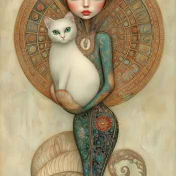 Soul merge Girl and White cat.