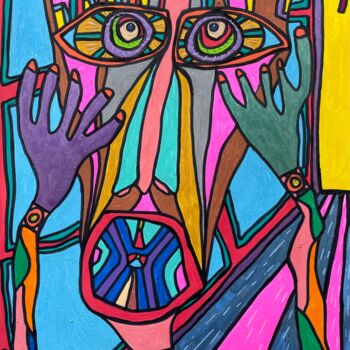 Dessin intitulée "Dusk" par Christophe Verger-Lecocq, Œuvre d'art originale, Marqueur